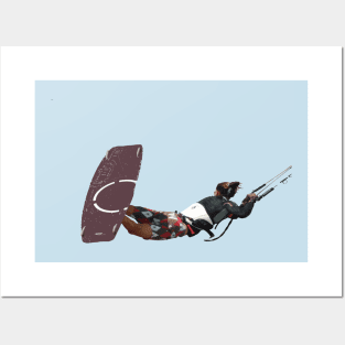 Kiter Action Freestyle Kitesurfer Color Illustration Posters and Art